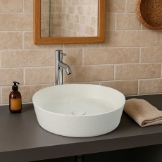RAK Feeling Round Countertop Wash Basin 420mm Wide - Matt Greige