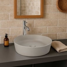 RAK Feeling Round Countertop Wash Basin 420mm Wide - Matt Cappuccino