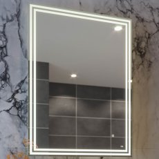 RAK Hermes Portrait LED Mirror with Switch and Demister Pad 800mm H x 600mm W Illuminated