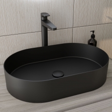 RAK Ingot Oval Countertop Wash Basin 550mm Wide - Black