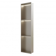 RAK Ingot Rectangular Recessed Niche 1200mm H x 300mm W with LED - Brushed Nickel