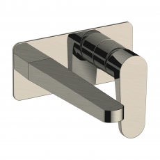 RAK Ischia Wall Mounted Basin Mixer Tap with Back Plate - Brushed Nickel