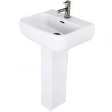 RAK Metropolitan Basin and Full Pedestal 520mm Wide - 1 Tap Hole