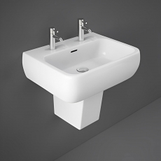 RAK Metropolitan Basin and Semi Pedestal 520mm Wide - 2 Tap Hole