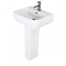 RAK Metropolitan Basin and Full Pedestal 520mm Wide - 1 Tap Hole