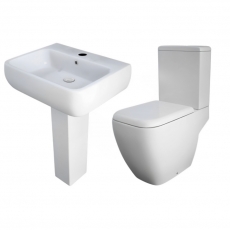 RAK Metropolitan Bathroom Suite Close Coupled Toilet and Basin 520mm Wide - 1 Tap Hole