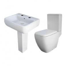 RAK Metropolitan Bathroom Suite Close Coupled Toilet and Basin 520mm Wide - 2 Tap Hole