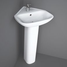 RAK Origin 62 Corner Basin and Full Pedestal 450mm Wide - 1 Tap Hole