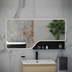 RAK Ornate LED Illuminated Bathroom Mirror with Demister Pad 600mm H x 1200mm W - Brushed Nickel