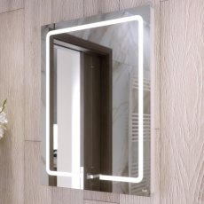RAK Pegasus LED Portrait Mirror with Switch and Demister Pad 800mm H x 600mm W Illuminated