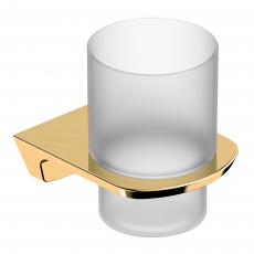 RAK Petit Square Single Tumbler and Holder - Brush Gold