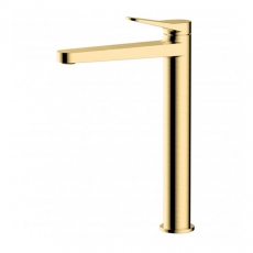 RAK Petit Round Tall Basin Mixer Tap Without Waste - Brushed Gold