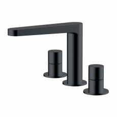 RAK Petit Round 3-Hole Basin Mixer Tap Deck Mounted - Matt Black