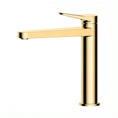 RAK Petit Round Medium Height Basin Mixer Tap - Brushed Gold