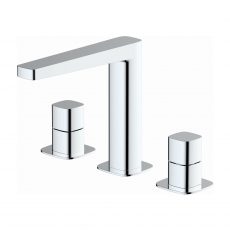 RAK Petit Square 3-Hole Basin Mixer Tap Deck Mounted - Chrome