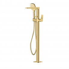 RAK Petit Square Freestanding Bath Shower Mixer Tap - Brushed Gold