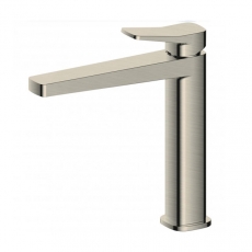RAK Petit Square Medium Height Basin Mixer Tap - Brushed Nickel