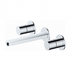 RAK Petit Round 3-Hole Wall Mounted Basin Mixer Tap - Chrome