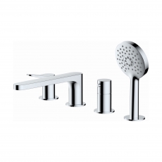 RAK Petit Round 4-Hole Bath Shower Mixer Tap Pillar Mounted - Chrome