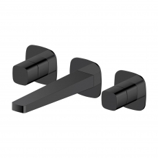 RAK Petit Square 3-Hole Wall Mounted Basin Mixer Tap - Matt Black