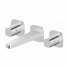 RAK Petit Square 3-Hole Wall Mounted Basin Mixer Tap - Chrome