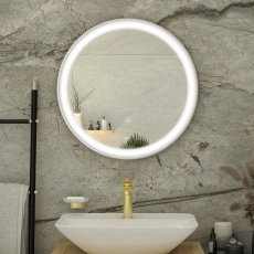RAK Picture Round LED Illuminated Bathroom Mirror with Demister Pad 600mm Diameter - Chrome