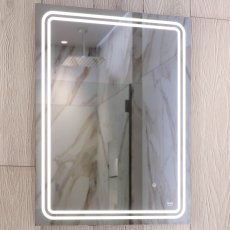RAK Pluto LED Portrait Mirror with Switch and Demister Pad 800mm H x 600mm W Illuminated