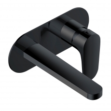 RAK Portofino Wall Mounted Basin Mixer Tap with Back Plate - Matt Black