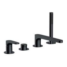 RAK Portofino 4-Hole Bath Shower Mixer Tap Pillar Mounted - Matt Black