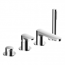RAK Portofino 4-Hole Bath Shower Mixer Tap Pillar Mounted - Chrome