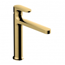 RAK Portofino Medium Height Basin Mixer Tap Without Waste - Brushed Gold
