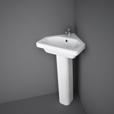 RAK Resort Corner Basin and Full Pedestal 450mm Wide - 1 Tap Hole