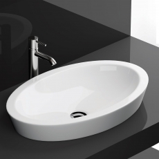 RAK Resort Oval Sit-On Countertop Basin 580mm Wide - 0 Tap Hole