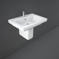 RAK Resort Wash Basin and Semi Pedestal 650mm Wide - 1 Tap Hole