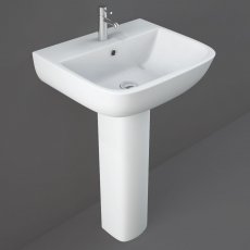 RAK Series 600 Basin and Full Pedestal 520mm Wide - 1 Tap Hole