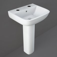 RAK Series 600 Basin and Full Pedestal 520mm Wide - 2 Tap Hole