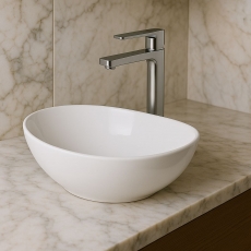 RAK Shell Sit-On Countertop Basin 395mm Wide - 0 Tap Hole