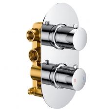 RAK Thermostatic Round 2 Outlet Concealed Shower Valve Dual Handle - Chrome