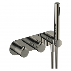 RAK Sorrento Thermostatic Concealed Dual Outlet Shower Valve with Handset - Brushed Nickel