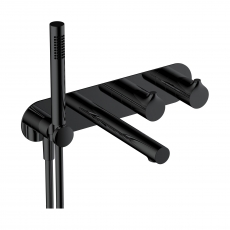 RAK Sorrento Thermostatic Concealed Dual Outlet Shower Valve with Handset and Bath Spout - Matt Black