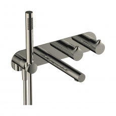 RAK Sorrento Thermostatic Concealed Dual Outlet Shower Valve with Handset and Bath Spout - Brushed Nickel