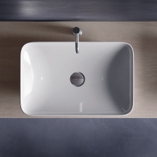 RAK Variant Rectangular Countertop Wash Basin 550mm Wide 0 Tap Hole - Alpine White