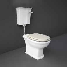 RAK Washington Low Level Toilet with Horizontal Outlet - Greige Soft Close Wood Seat