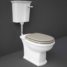 RAK Washington Low Level Toilet with Horizontal Outlet - Cappuccino Soft Close Wood Seat