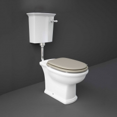 RAK Washington Low Level Toilet with Horizontal Outlet - Cappuccino Soft Close Wood Seat