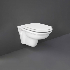 RAK Washington Wall Hung Toilet - White Soft Close Wood Seat