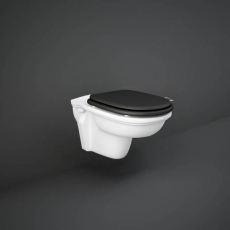 RAK Washington Wall Hung Toilet - Black Soft Close Wood Seat