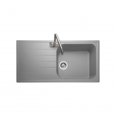 Rangemaster Amethyst 1.0 Bowl Kitchen Sink with Waste Kit 1000mm L x 500mm W - Dove Grey