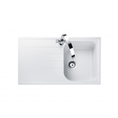 Rangemaster Amethyst 1.0 Bowl Inset Kitchen Sink with Waste Kit 860mm L x 500mm W - Crystal White