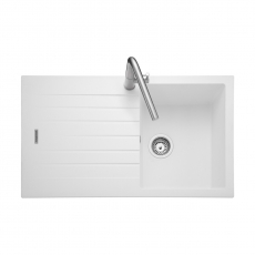 Rangemaster Andesite 1.0 Bowl Inset Kitchen Sink with Waste Kit 860mm L x 500mm W - Crystal White